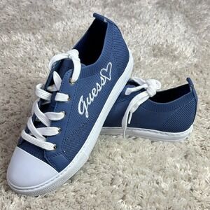 Guess Women Blue Knit Lace Up Low Top Sneakers Tennis Shoes Size 7 New W/O Box